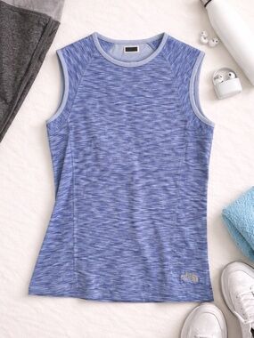 The North Face Womens Small Blue Space Dye Sleeveless Athletic Tank Top